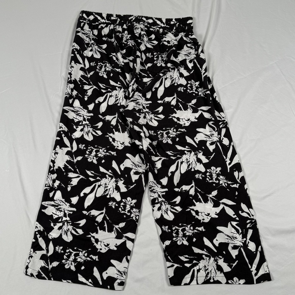 Bohemian Palazzo Pants Medium Flowy Floral Rayon Wide Leg Crop Beach Vacation - Picture 2 of 9